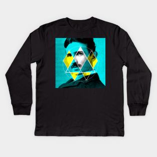 Tesla Code 369 - Teal Kids Long Sleeve T-Shirt